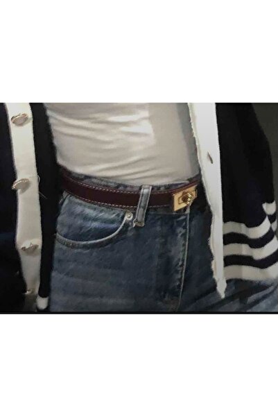 Tina Ραμμένη μπορντό ζώνη 2cm με χρυσή πόρπη