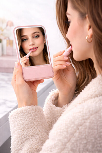 PİRAYE AKSESUAR Makeup Mirror, Portable, with Cover, Bag Sizes, 3 Stages