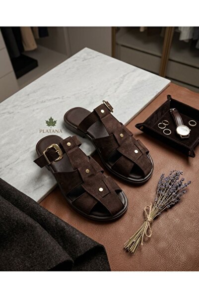 Platana Γυναικείες παντόφλες με αγκράφα από σουέντ - Άνετα καθημερινά καλοκαι...