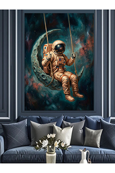 Artmeg Astronaut mic care se balansează pe Lună - Pânză decorativă - Masă din...