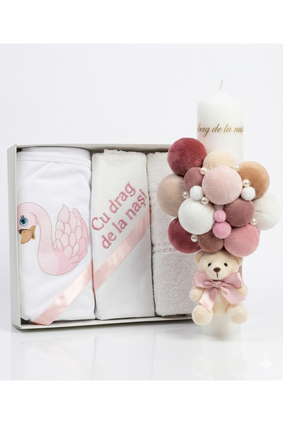 MASSIBEBE Πλήρες Βαπτιστικό Σετ και Κερί με Λούτρινο Παιχνίδι |   Σετ Premium