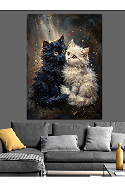 Artmeg Pânză decorativă Prietenia Pisicilor Alb-negru - Tablou din lemn MDF