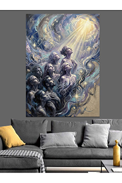Artmeg Spiritual Figures Rising Upward to the Light Decorative Canvas - Mdf W...