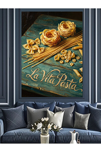 Artmeg Prezentare a pastelor și a ingredientelor italiene, pânză decorativă -...
