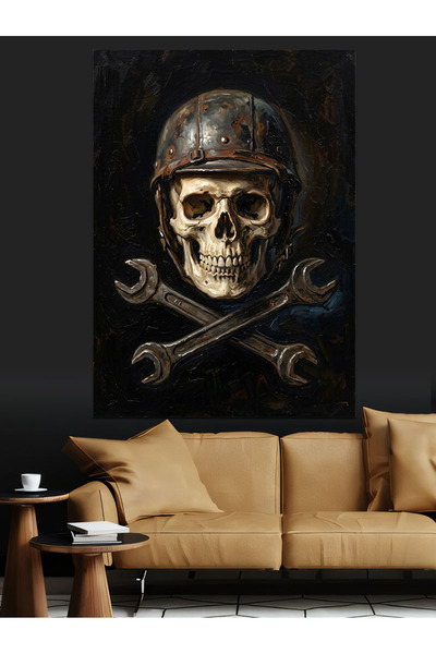 Artmeg Pânză decorativă cu craniu și chei - Masă din lemn MDF