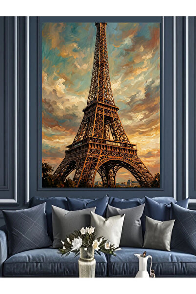 Artmeg Pânză decorativă Turnul Eiffel într-o atmosferă înnoratată - Tablou di...