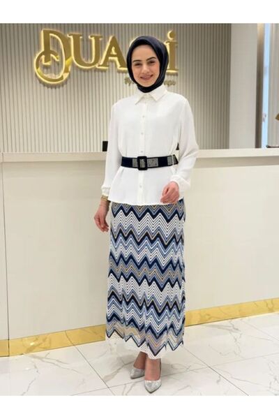 FUAT GÜRSEN Σετ πουκάμισο με φαρδιά ζώνη και φούστα ζιγκ-ζαγκ Fuat Gürşen