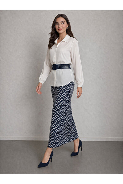 FUAT GÜRSEN Σετ πουκάμισο με φαρδιά ζώνη και φούστα ζιγκ-ζαγκ Fuat Gürşen