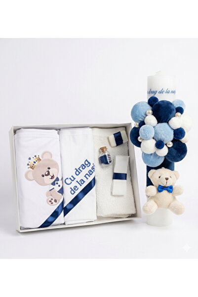 MASSIBEBE Πλήρες Βαπτιστικό Σετ και Κερί με Λούτρινο Παιχνίδι |   Σετ Premium