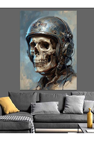 Artmeg Pânză decorativă cu ilustrație de soldat aviator cu cască - Tablou din...