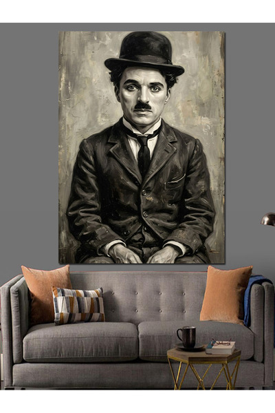 Artmeg Pânză decorativă clasică alb-negru Charlie Chaplin - Tablou din lemn MDF