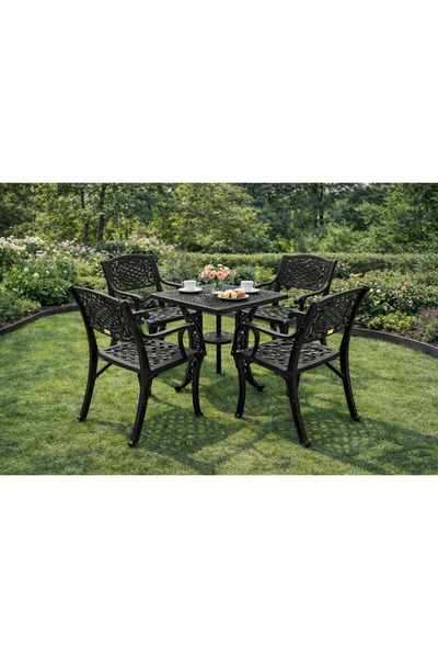 HubRom Set mobilier de grădină, 1xMasă pătrată (75x75x72), 4xScaun CUNDA (43x...