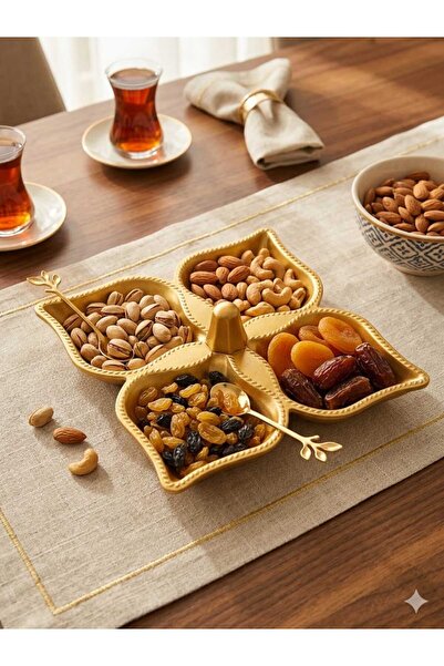 Lider MAGNESİA KULPLU PLASTİK ÇİÇEK DESENLİ BÖLMELİ ÇEREZLİK KAHVALTILIK SOSL...