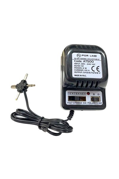 FORLİNE AT500 3-12 Volt 500mA Ayarlı Çok Uçlu Adaptör