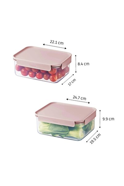 locknlock Classic Plus Rectangle Food Container Set (2.75L+1.65L) – Pink, Airtight & BPA-Free