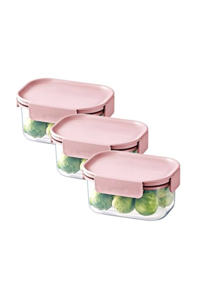 locknlock Classic Plus Rectangle Food Container 385ml (PACK of 3) – Pink, Airtight & BPA-Free