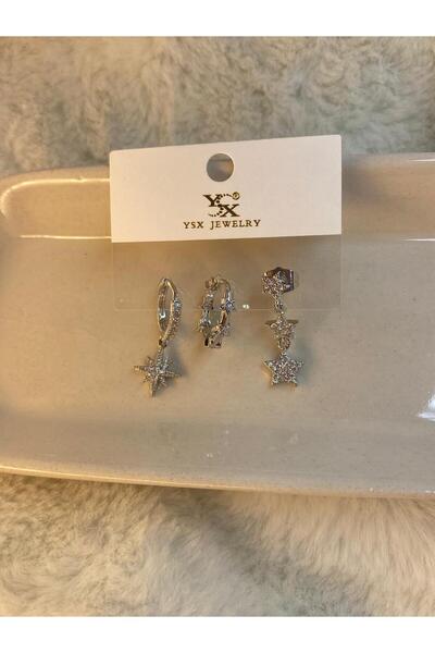 YSX JEWELRY ysx marka şık tasarım 3 lü küpe alerji ve kararma yapmaz.