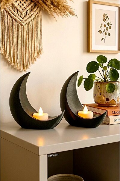 HD1001 2 Adet Hilal Model Masa Lambası Bohem Ev Dekoru Modern Biblo Baş Ucu I...