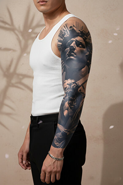 pivok Antik Heykel ve Klasik Sanat Figürlü Tam Kol Kaplama Tattoo - Yarı Kalı...