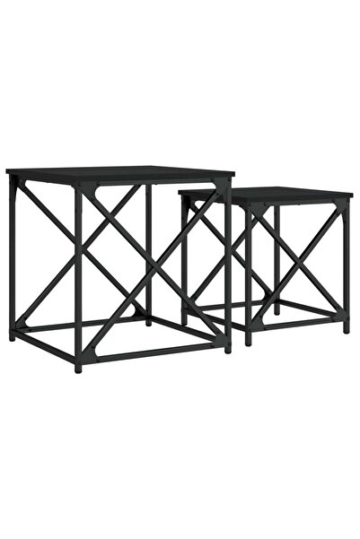vidaxl Stackable coffee tables, 2 pcs, black, engineered wood