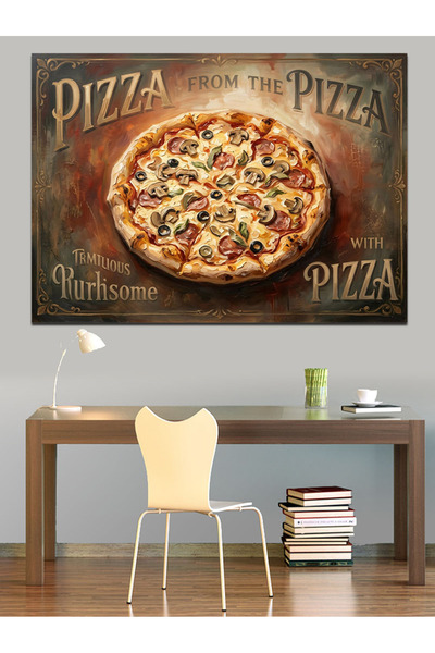 Artmeg Design de placă metalică vintage Nostalgic Pizzacı, pânză decorativă -...