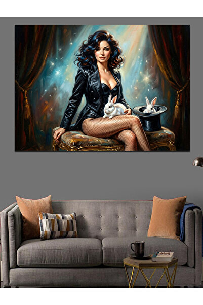 Artmeg Femeie care scoate un iepure din pălăria magicianului - Tablou decorat...
