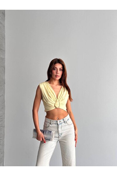 Biber Collection Kadın Sıfır Kol Tokalı Bluz