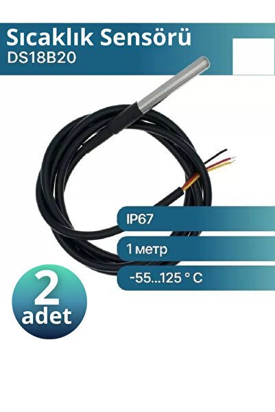 RoboPazar 2-adet DS18B20 Su Geçirmez IP67 Sıcaklık Sensörü, 1 Metre Kablo