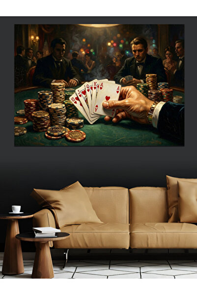 Artmeg Pânză decorativă cu artă a mâinilor de poker la masă de jocuri de noro...