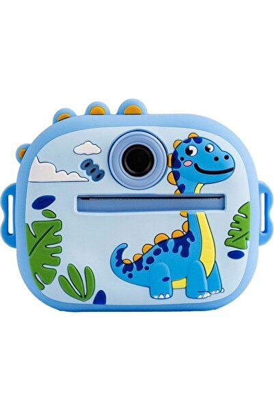 Mavi Çocuk Fotoğraf Makinesi Anında Baskı Termal Yazıcı Kamera Eğitici Oyuncak 3+ Yaş
