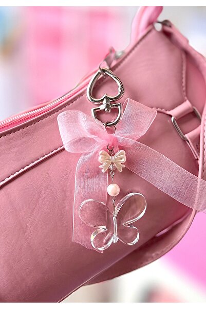 MİRAZ TASARIM Γούρι με ροζ φιόγκο και πεταλούδα 💕   Στολίδι τσάντας, διακοσμ...