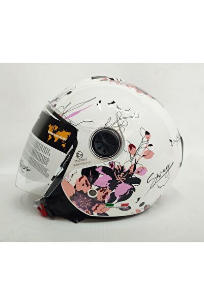 Saule 715 Iris White Pink Yarım Kask (AYNALI VİZÖR)