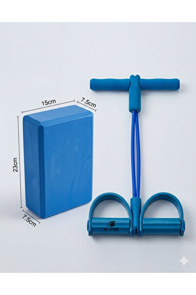 Evde Formda Kal Seti 2 Tüplü Body Trimmer ve Mavi Yoga Bloğu 23x15x7.5 cm