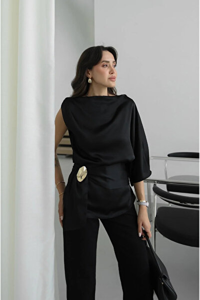 My Blog Μαύρη μπλούζα με καρφίτσα - 70268