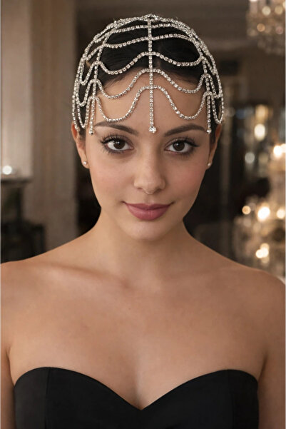 shop Silver Color Stone Detailed Hair Accessory/Henna Accessory