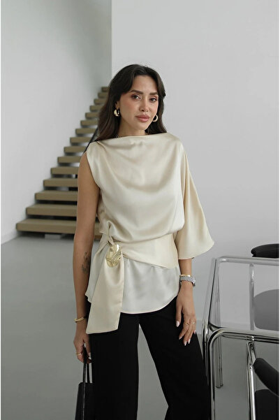 My Blog Μπλούζα μπεζ με καρφίτσα - 70268