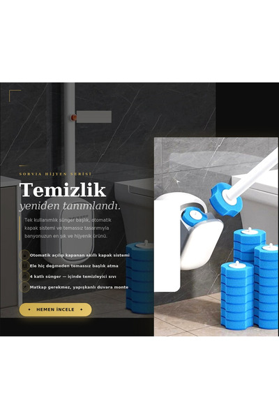 sorvia Kullan At Deterjanlı 6'lı Sünger Başlıklı Tuvalet Fırçası Seti Hijyeni...