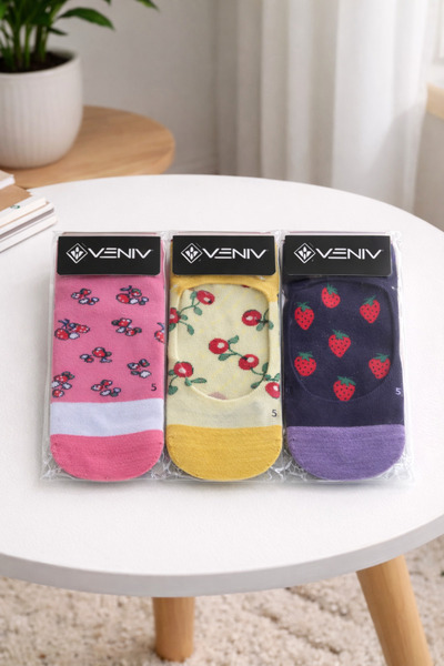 Kids 3 Pairs Printed Cotton Elastic Wrist Socks
