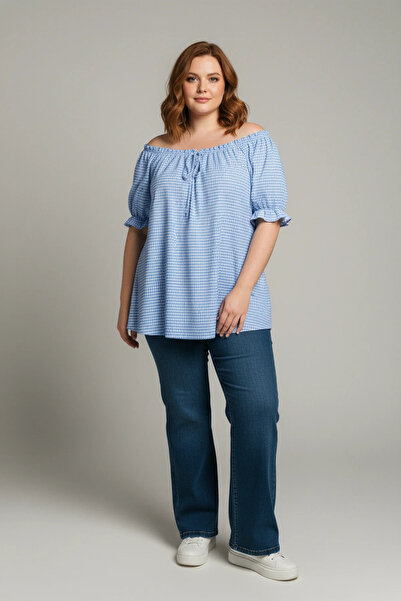 Shape Of You Gingham Textured Flounce Blouse