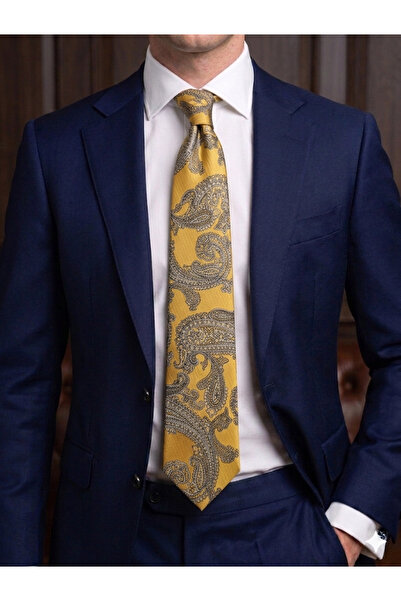 Gutiero 8 Centimeter Classic Tie with Gold Patterned Handkerchief