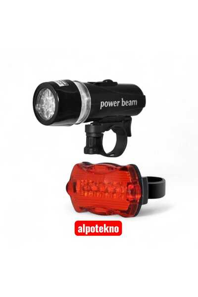 alpotekno AAA Pilli 2’li Bisiklet Işık Seti Ön Far + Arka Stop LED Lamba Su G...