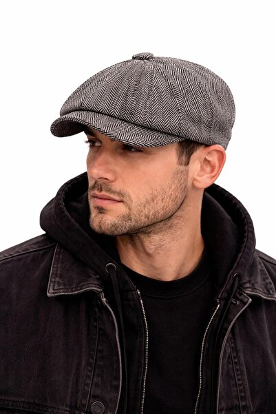 valkyrie Unisex Γκρι Καπέλο με Κυματιστό Σχέδιο Ψαροκόκαλου Vintage Βρετανικο...