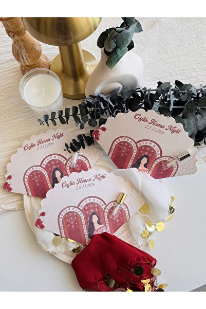 Mapel 10 Adet Yelpazeli Halay mendili ve Lipstick Seti, düğün, kına, bride to...
