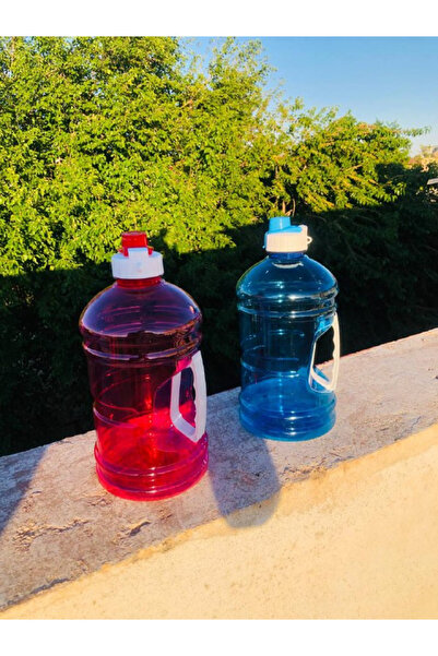 MÜCBİL 2 Adet Kulplu Mavi-Kırmızı Küçük Damacana Suluk Matara 2,5 Lt | Okul S...