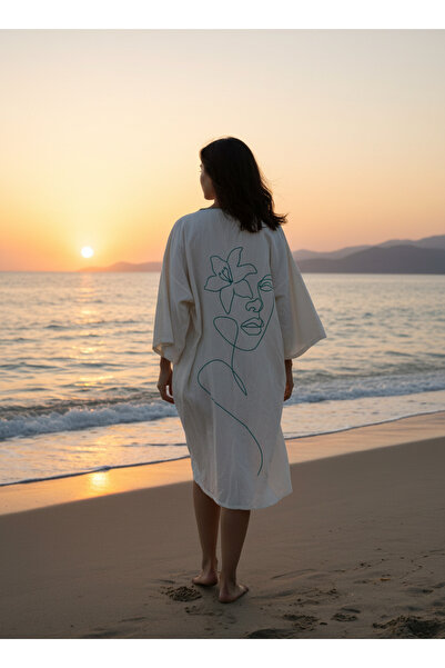 Waumau Women's Cotton Kimono with Back Pattern