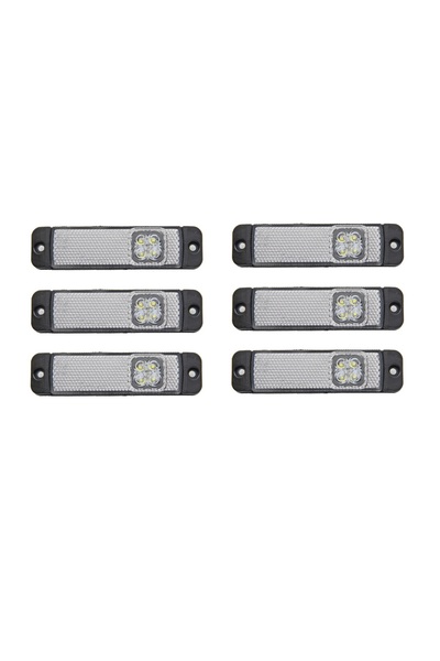 ERK 6 x ΛΕΥΚΟ LED πλευρικό φως 130mm 12-24V για τρέιλερ, τροχόσπιτο, φορτηγό