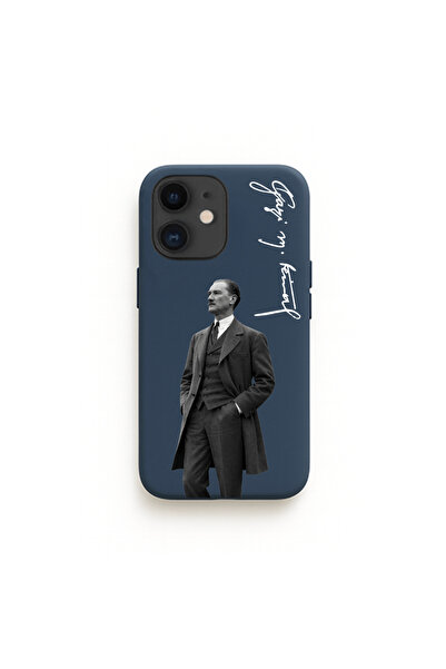 DEMİNA iPhone 11 Uyumlu Atatürk ve İmza Baskılı İçi Kadife Lansman Kılıf