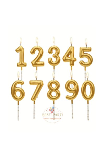 BEST PARTİ Gold Renk Doğum Günü Rakam Pasta Mumu