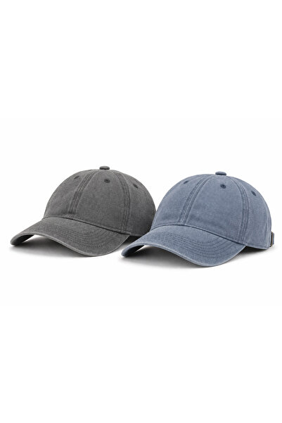 Tk Spor Unisex 2-Piece Set Beige-Blue Streetwear Sports Hat Stonewashed Distr...