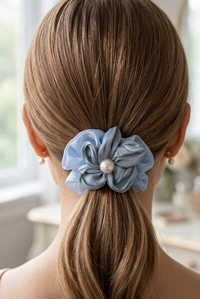 PETEK AKSESUAR Flower Satin Elastic Buckle with Pearls